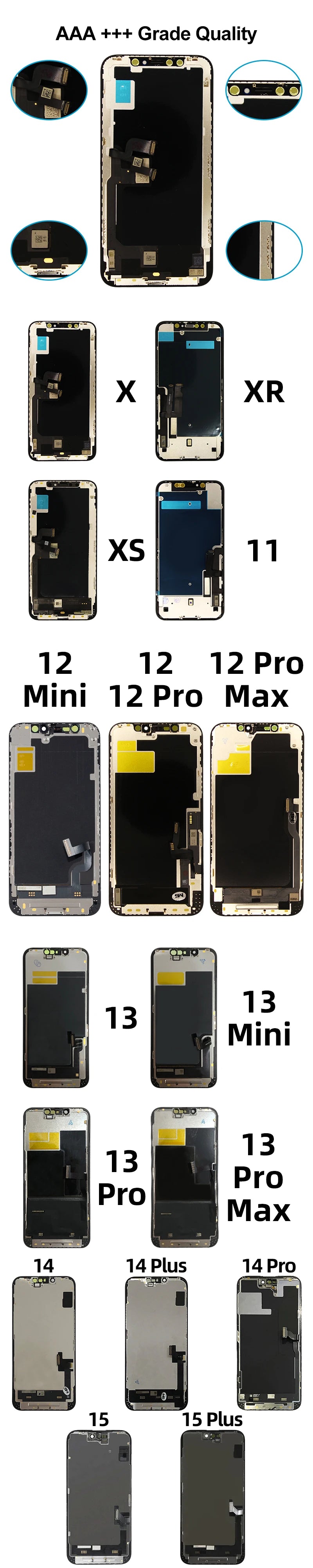 CHOICE AAA+ OLED For iPhone X XR XS Display 3D Touch Screen Digitizer For 11 Pro 12 Mini 13 Pro Max 14 Plus LCD Replacement Part - Shoppiline