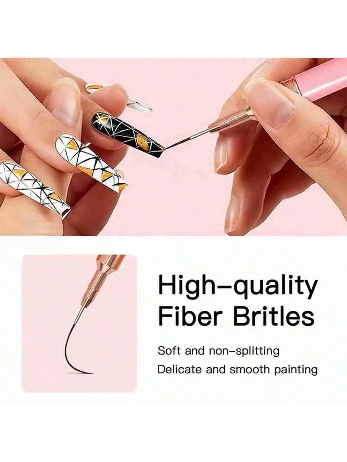 5Pcs/Set Nail Art Liner Brushes Set Elongated Lines Striping Drawing UV Gel Painting Nail Design Pen Professional Manicure Tool