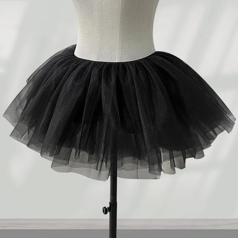 Convenient White Black Puffy Tulle Lolita Underskirt Women Cosplay Ballgown Kids Bridal Boneless Petticoats Tutu Dress