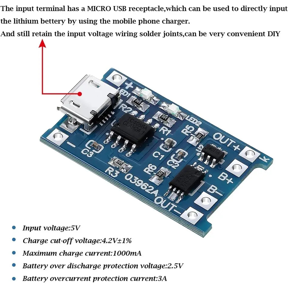 10 Stück 5V 1A 18650 Lithium-Akku-Ladeplatine PLR TP4056 Lithium-Lademodul Mini/Micro USB Typ C mit Schutz