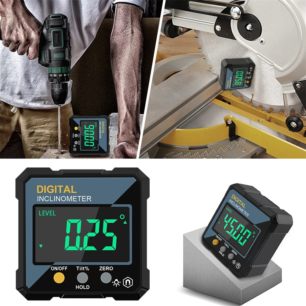Woodworking Tools 4-sided Magnetic Dual Laser Inclinometer Digital Angle Measuring Instrument with Tilt Measurement Laser Level - Shoppiline
