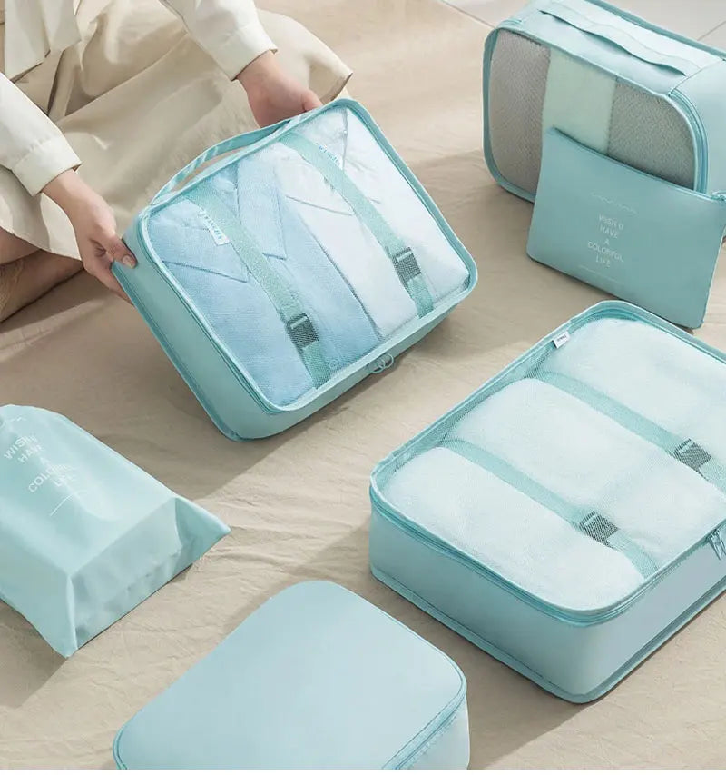 10/7-teiliges Set Reise-Organizer Aufbewahrungstaschen Koffer Packwürfel Tragbarer Kleiderschrank Gepäck Kleidung Schuhtasche Faltbar