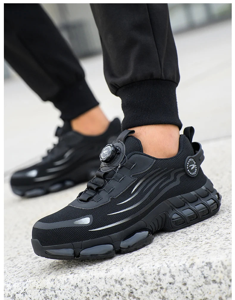Rotary Buckle Work Safety Shoes For Men and Women Air Soft Sole Lightweight Protective Work Sneakers Men Breathable Boots - Shoppiline