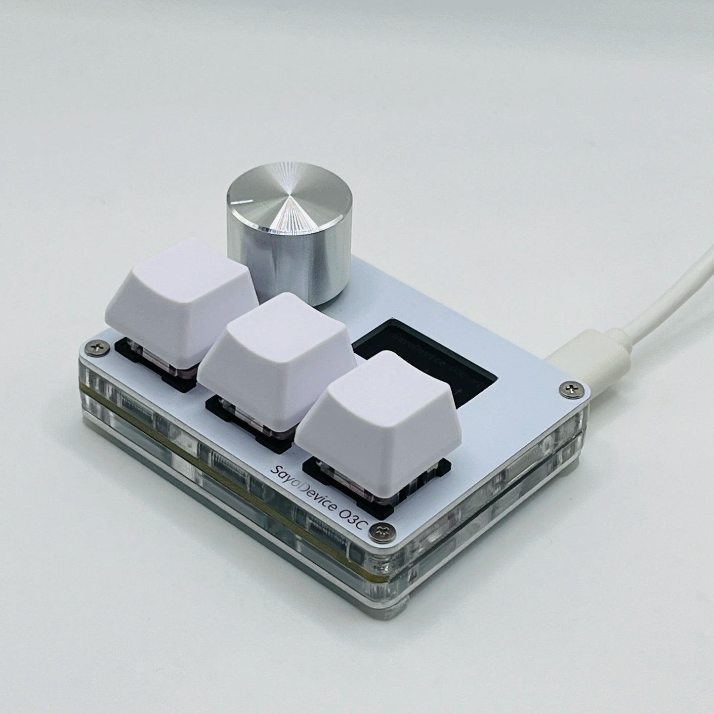 O3C SayoDevice OSU O3C Rapid Trigger Hall Switches Magnetic Pink Switches Keyboard With Knob Screen Copy Paste Shotcut