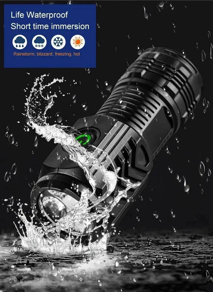 5 LED High Power Led Flashlights Rechargeable Camping Torch 5 Lighting Modes For Outdoor Camping Adventure Lamp with Side Light