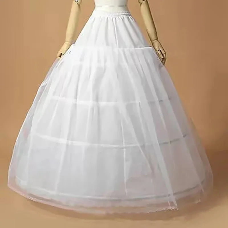 1pc Women's White Satin Underskirt For Bridal Dress, Wedding, Cosplay, A-line Petticoat With Three Steel Hoops