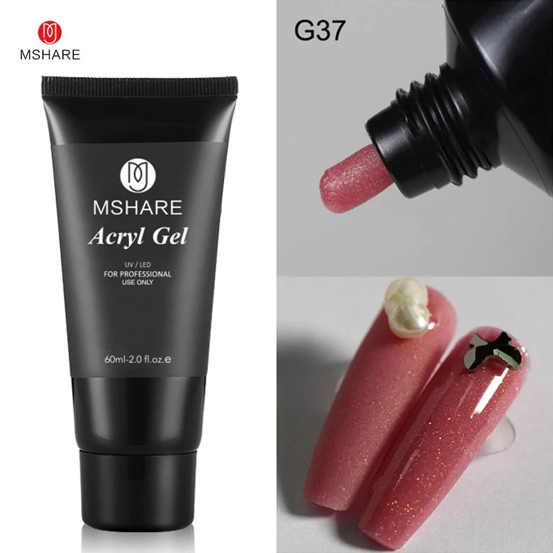 MSHARE Poly Nails Acryl Gel 60ml Builder UV Led Acrylgel Nagelverlängerungen Acryl Rosa Weiß Klar Acrylat HEMA TPO-freies Gel