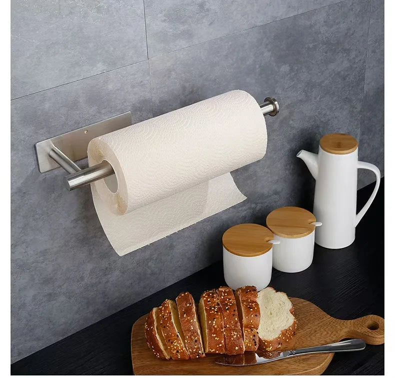 Kitchen Paper Towel Holder Adhesive Tissue Hanger Toilet Roll Paper Dispenser Cabinet Storage Napkin Rack Bathroom Accessories - Shoppiline
