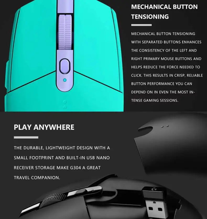 Logitech G304 LIGHTSPEED Wireless Mouse 12000 DPI HERO Sensor 1ms Latency 250hr Battery Lightweight Comfort Grip Users