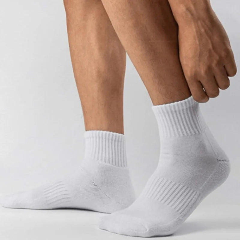 5/10/20 Pairs Neutral Solid Color Round Neck Socks Spring Summer Sweat Absorbing Breathable Comfortable All-season Sports Socks