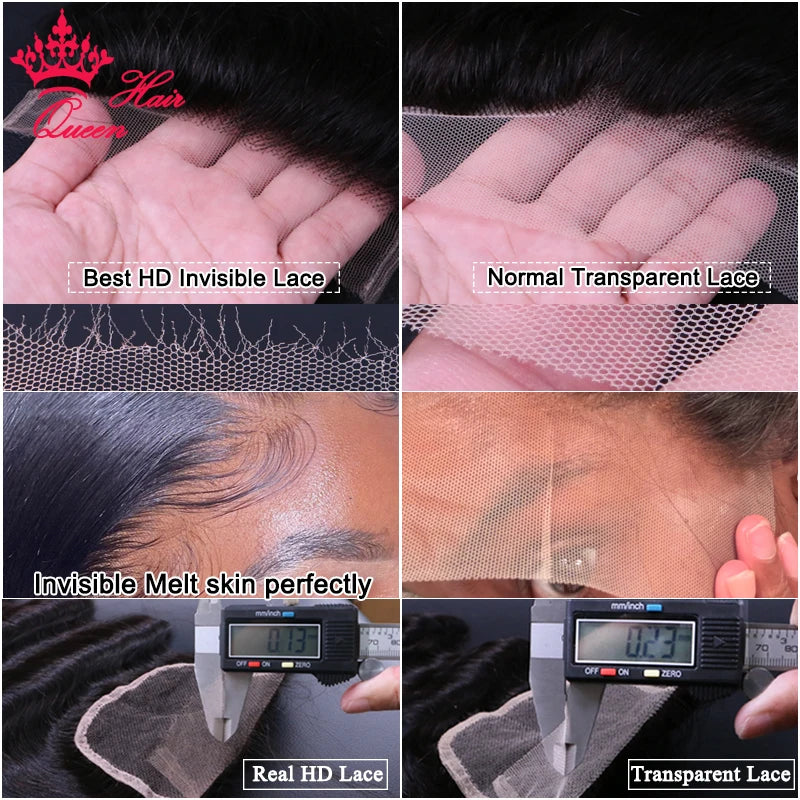 Queen Hair Real HD Frontal/Closure Only Invisible Melt Skin Lace 13x6 13x4 4x4 4x6 5x5 6x6 7x7 Raw Human Hair Body Wave/Straight