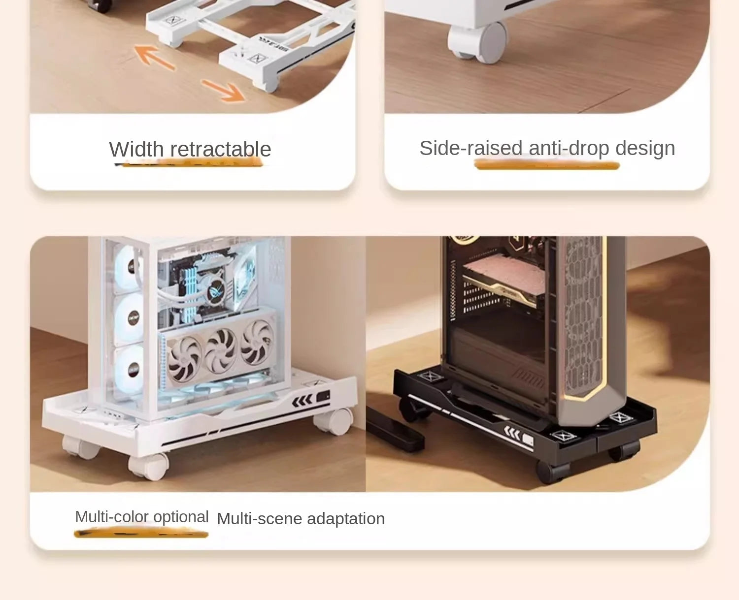Mobile PC Tower Stand Adjustable Shelf Computer CPU Holder Telescopic Desktop Stand Computer Bracket Cart With Rolling Caster - Shoppiline
