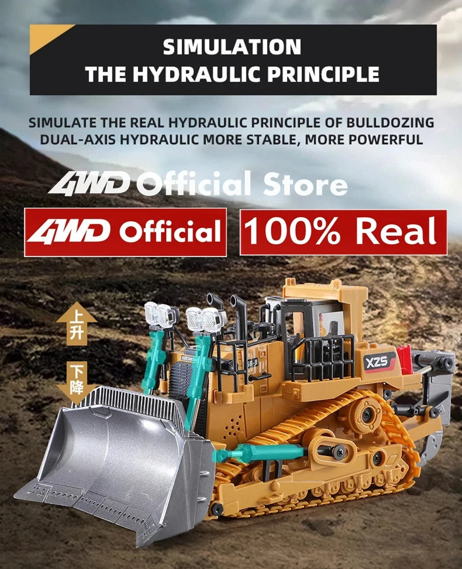 4WD Remote Control Excavator 4x4 Alloy Dump Truck Bulldozer Radio Model RC Car Construction Vehicle Toy Children Kids Gifts - Shoppiline