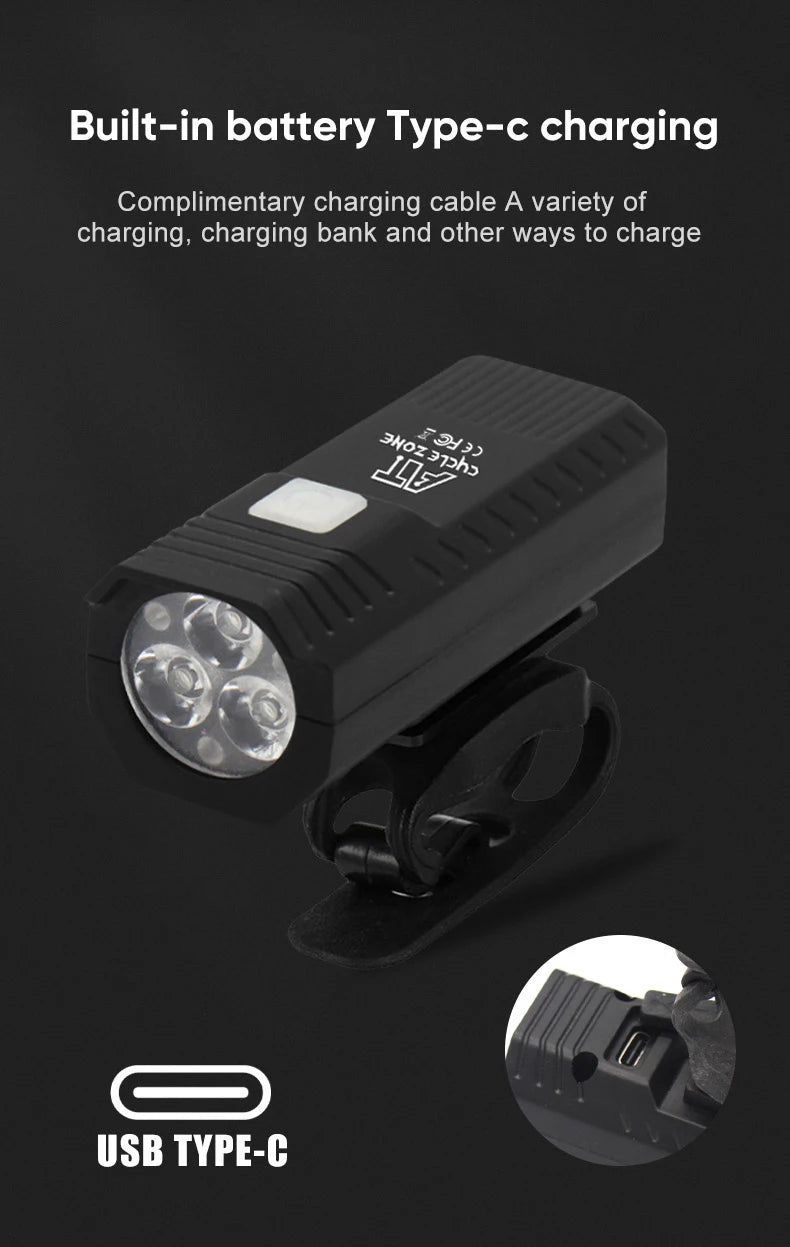 Bike Light Set Front Light with Taillight LED Rechargeable Bicycle Lights 3 Modes Headlight Easy to Install Night Cycling Lamp