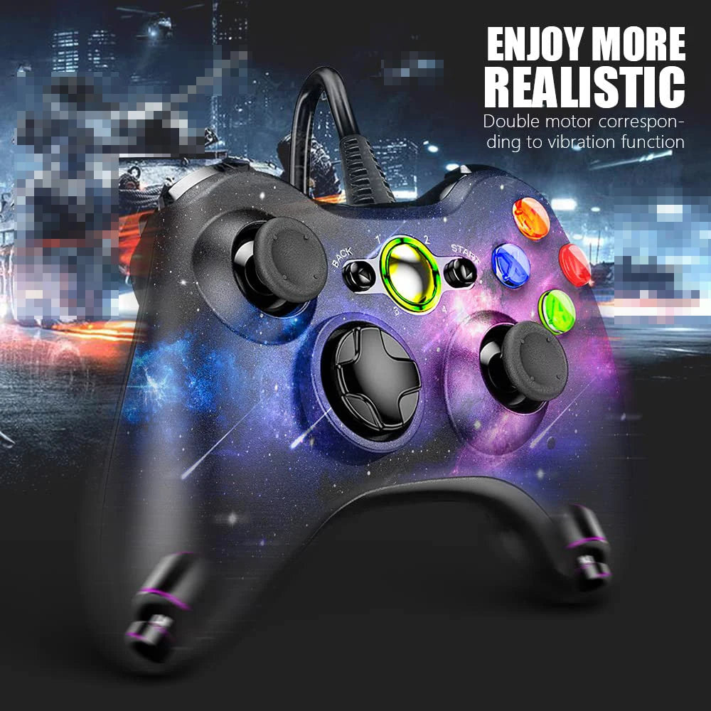 Wired Game Controller for Xbox 360 with Dual-Vibration,Compatible with Xbox 360/360 Slim&PC Windows 7,8,10,11