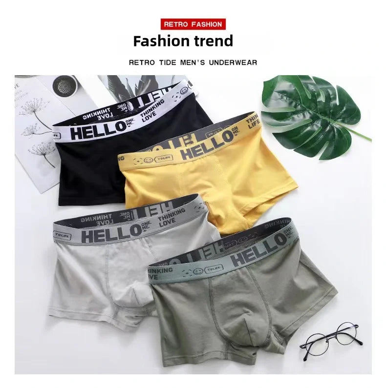 10PCS Men's underwear mid-waist breathable lightweight boxers boxers letter suit men's underpants in multiple colors