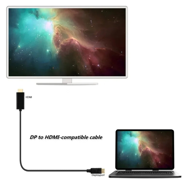 Dp To HDMI-compatible Cable 1.8m 1080 HD Adapter Cable Computer Monitor Cable Converts Large Dp To Hdmi For PC Laptop Projector