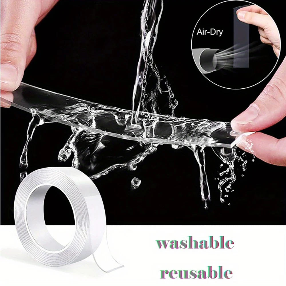 1/3/5m Nano Tape Double-Sided Adhesive Tape Waterproof Transparent Reusable Mounting Tape Heat Resistance Professional Home Tape