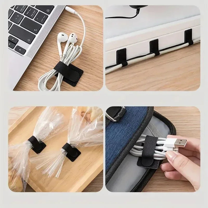 5/100Pcs Reusable Cable Organizer Desk Wire Winder Cable Tie Organizer Self Adhesive Cord Rope Holders Cord Protection Straps