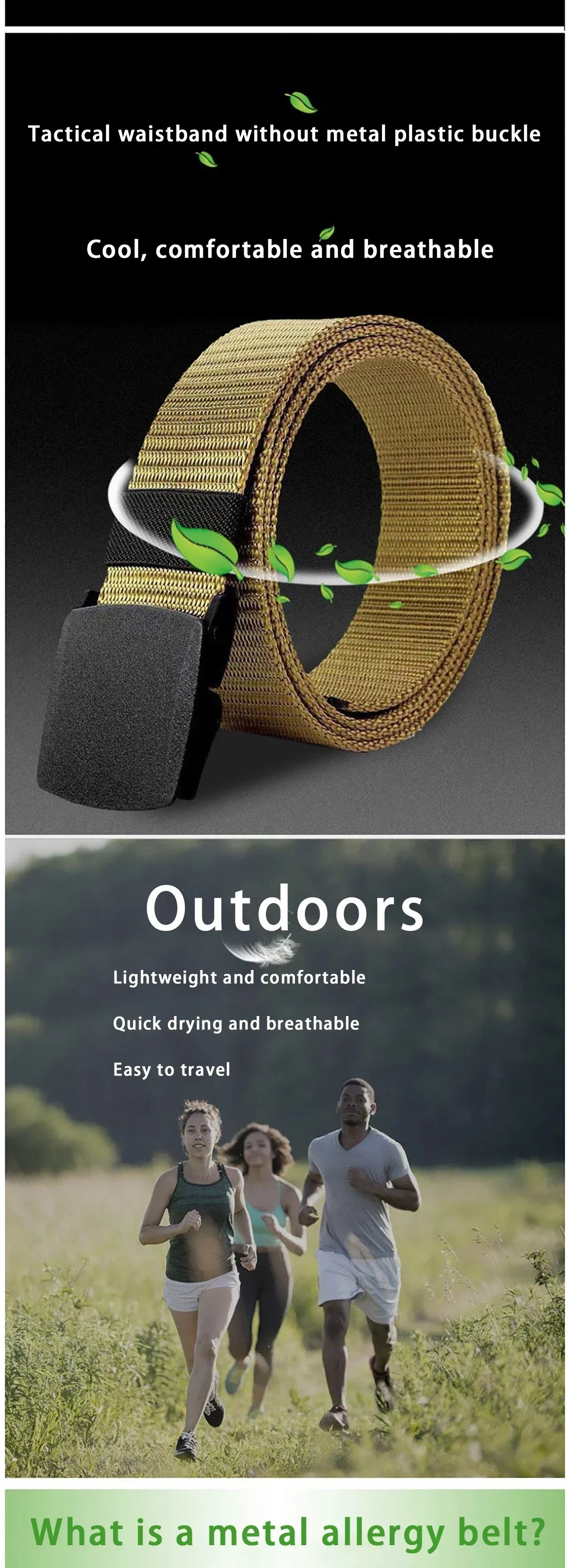 Automatic Nylon Tactical Belt - Adjustable Non-Metal Buckle, Lightweight & Comfortable for Outdoor Use