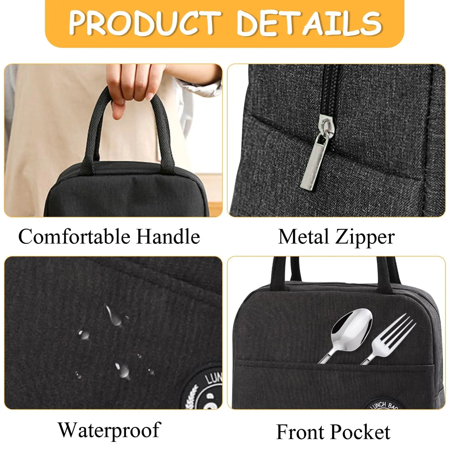Lunch Bag Insulated Cooler Bag Women and Men Reusable Cooler Tote Lunch Box Bags Small Tote Lunch Pouch for Work Office Picnic