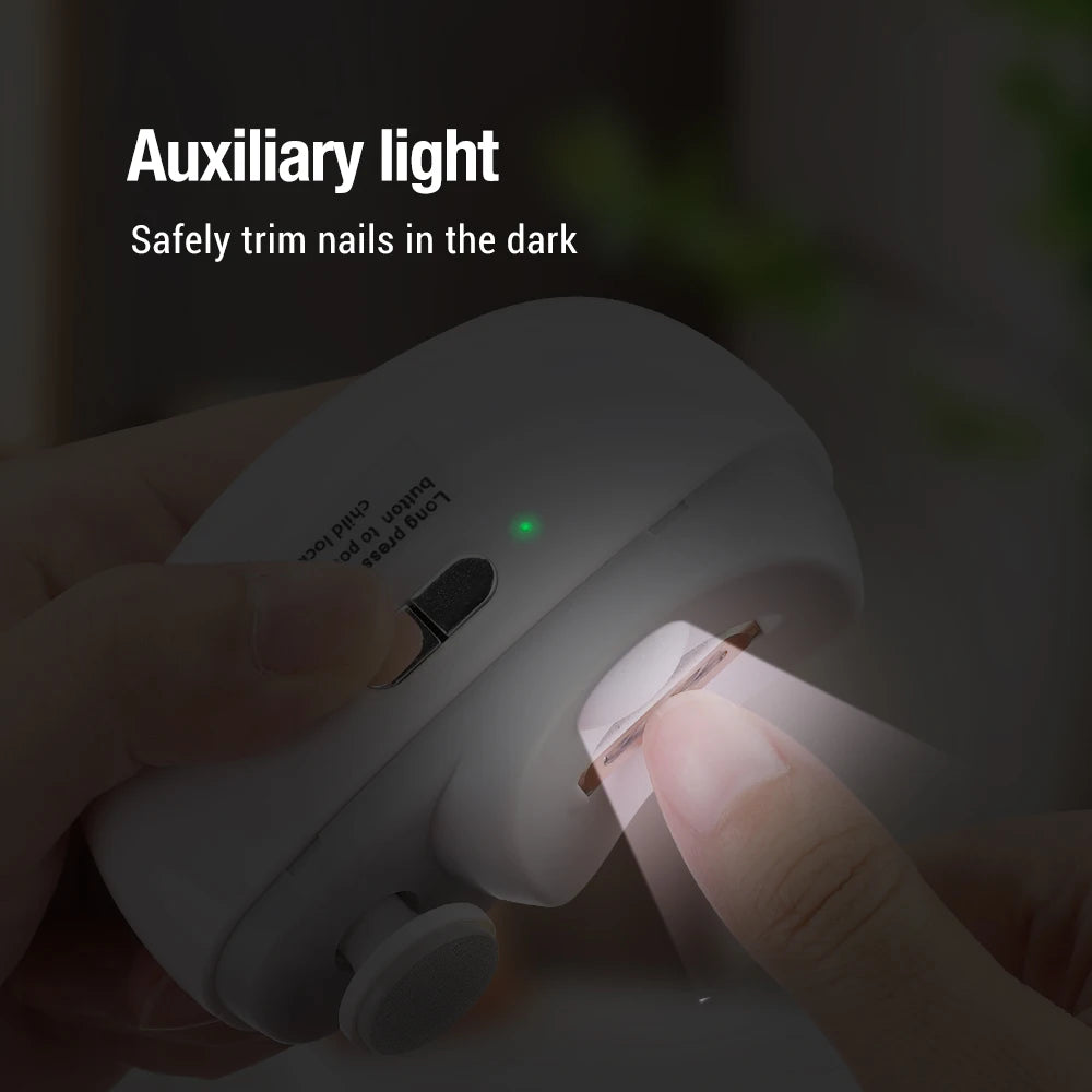 Coupe-ongles électrique avec meulage et polissage, lumière, coupe-ongles automatique rechargeable, manucure pour bébé et adulte
