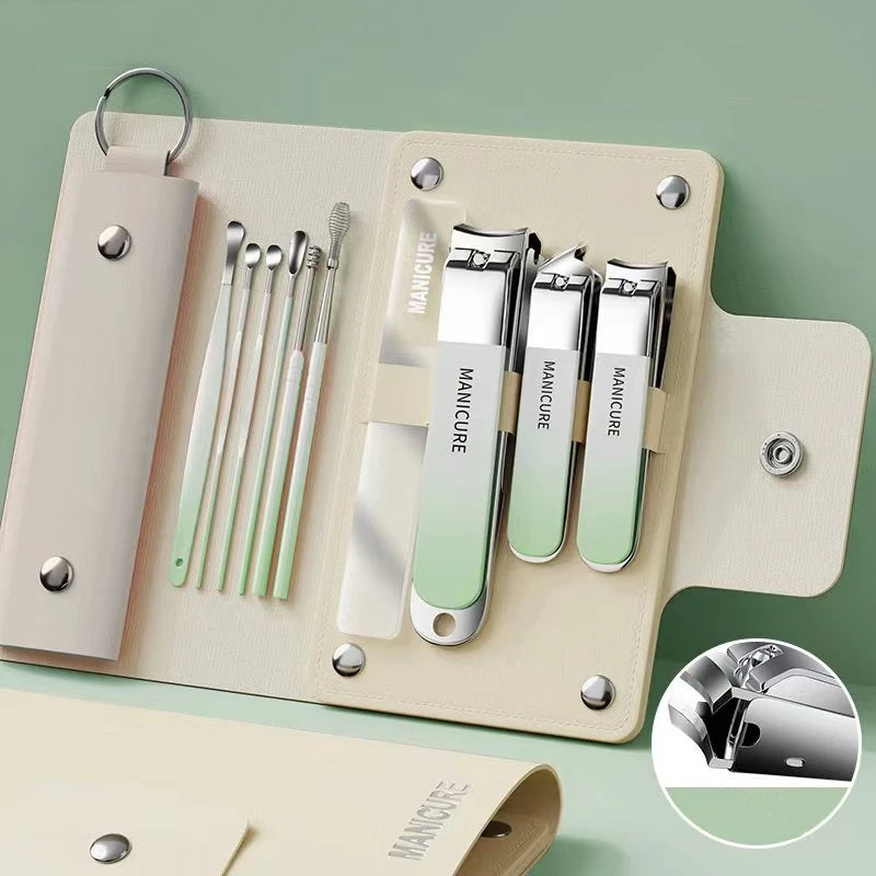 Ouriner 6-18tlg. Tragbare Maniküre-Sets Pediküre-Sets Glänzendes Schwarzes Nagelknipser-Set Persönliche Pflege Werkzeuge Augenbrauenschere