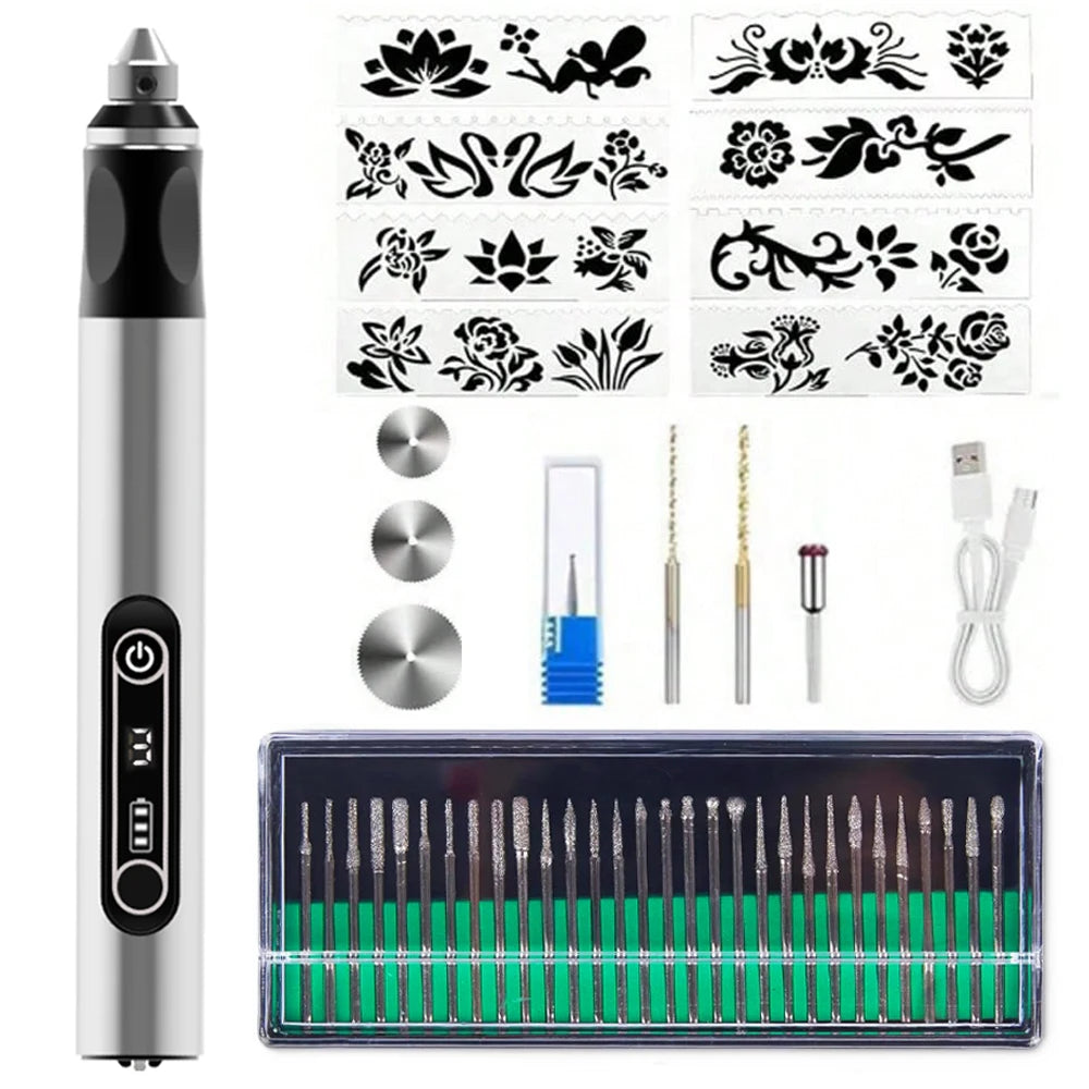 JANGKLIFE USB Cordless Rotary Tool Kit Woodworking Engraving Pen DIY Crafts Engraving Cordless Drill - Shoppiline