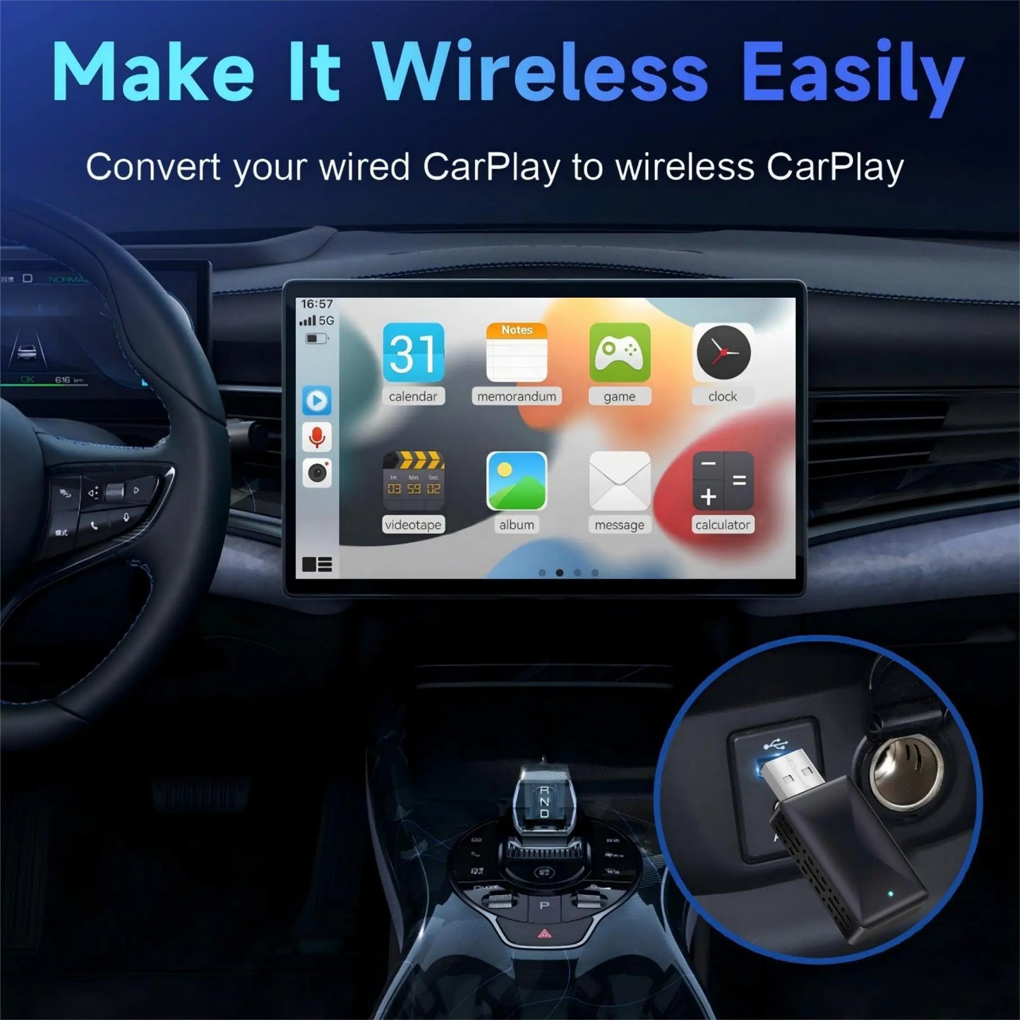 Mini Wireless Carplay Adapter for iPhone, 2025 2 in 1 Stable Universal Wireless carplay Adapter, Convert Wired to Wireless - Shoppiline