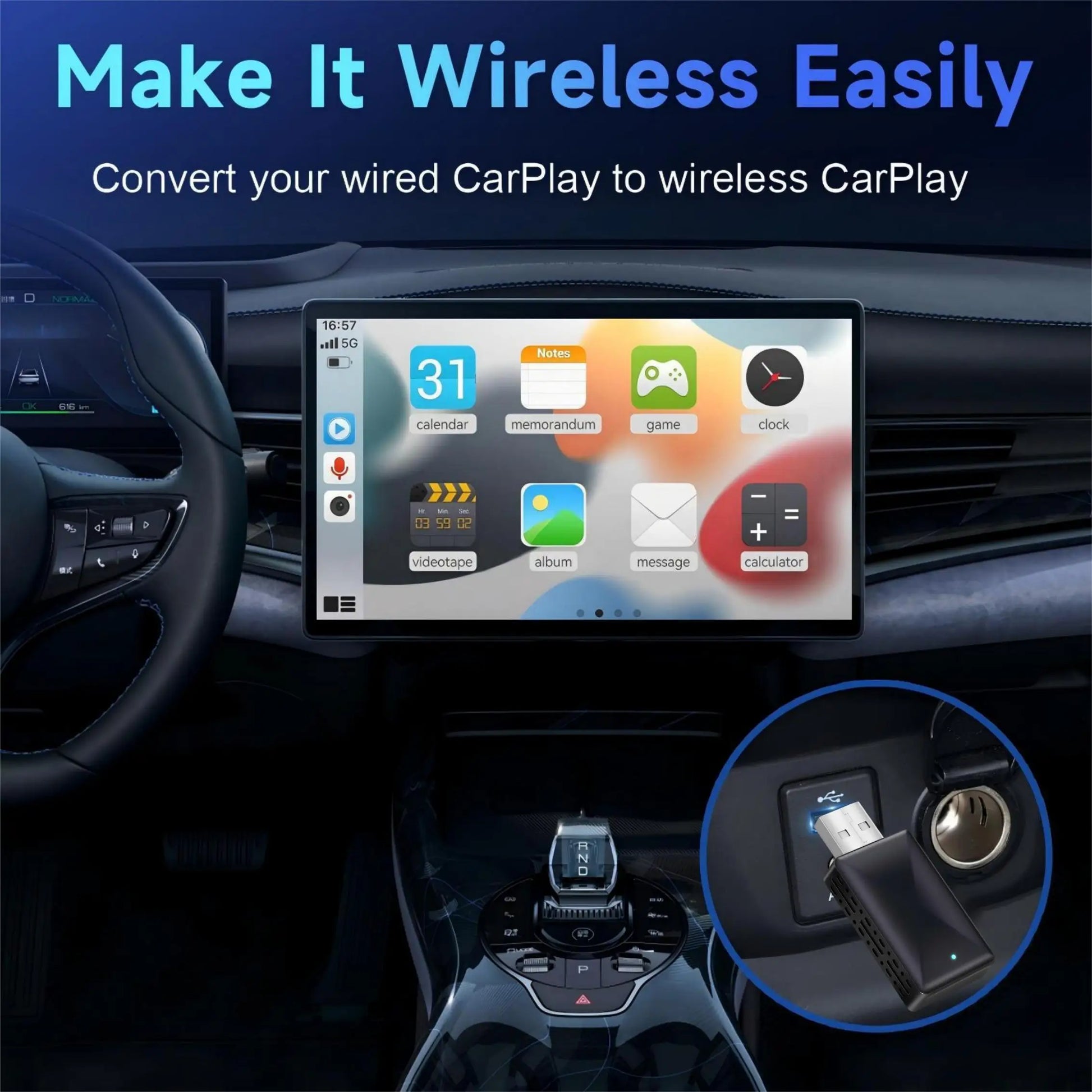 Mini Wireless Carplay Adapter for iPhone, 2025 2 in 1 Stable Universal Wireless carplay Adapter, Convert Wired to Wireless - Shoppiline
