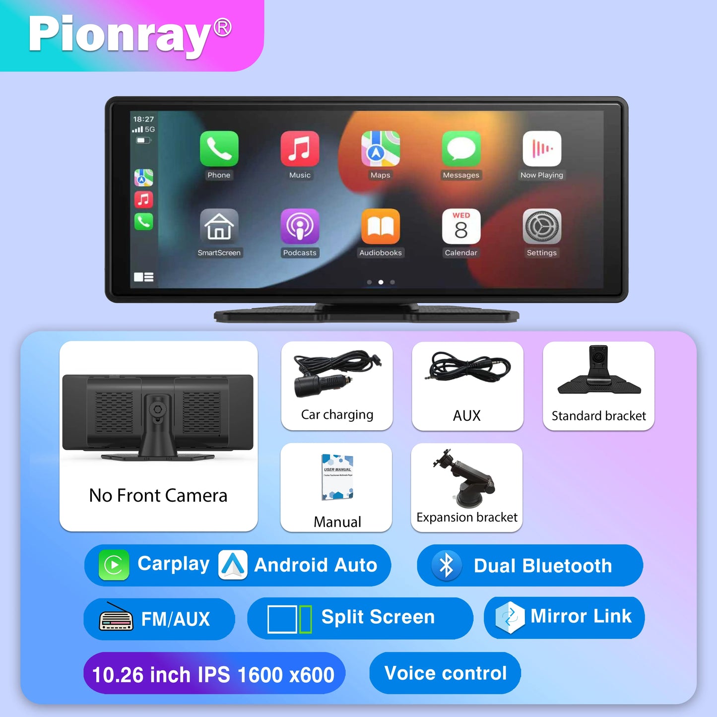 Pionray 7/10 inches android auto Universal Portable CarPlay for Car Screen Car Radio Video Wireless Carplay Screen for Apple - Shoppiline