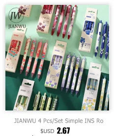 JIANWU 12Pcs/set 0.35/0.5mm Simple STYLE gel pen Black ink for student writing creative Neutral Pen Press School Supplies kawaii