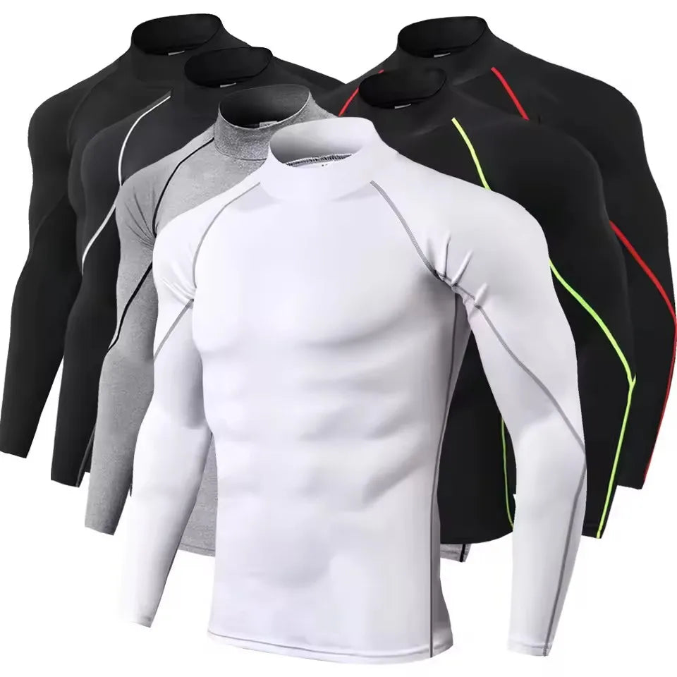 Herren Kompressions-Langarm-T-Shirt Sportbekleidung Männer Enges T-Shirt Elastischer Trainingsanzug Kleidung Fitnessstudios Fitness-T-Shirt für Herren