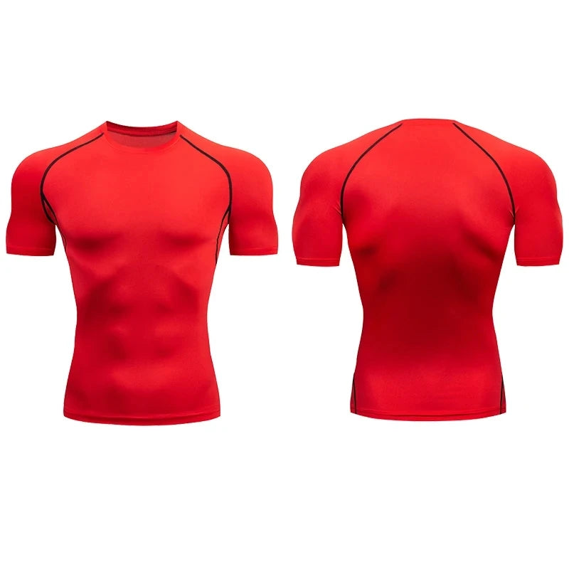 2025 Compressed T-shirt Men's sportswear Running T-shirt Elastic Quick-drying Exercise T-shirt for men exercising in the gym