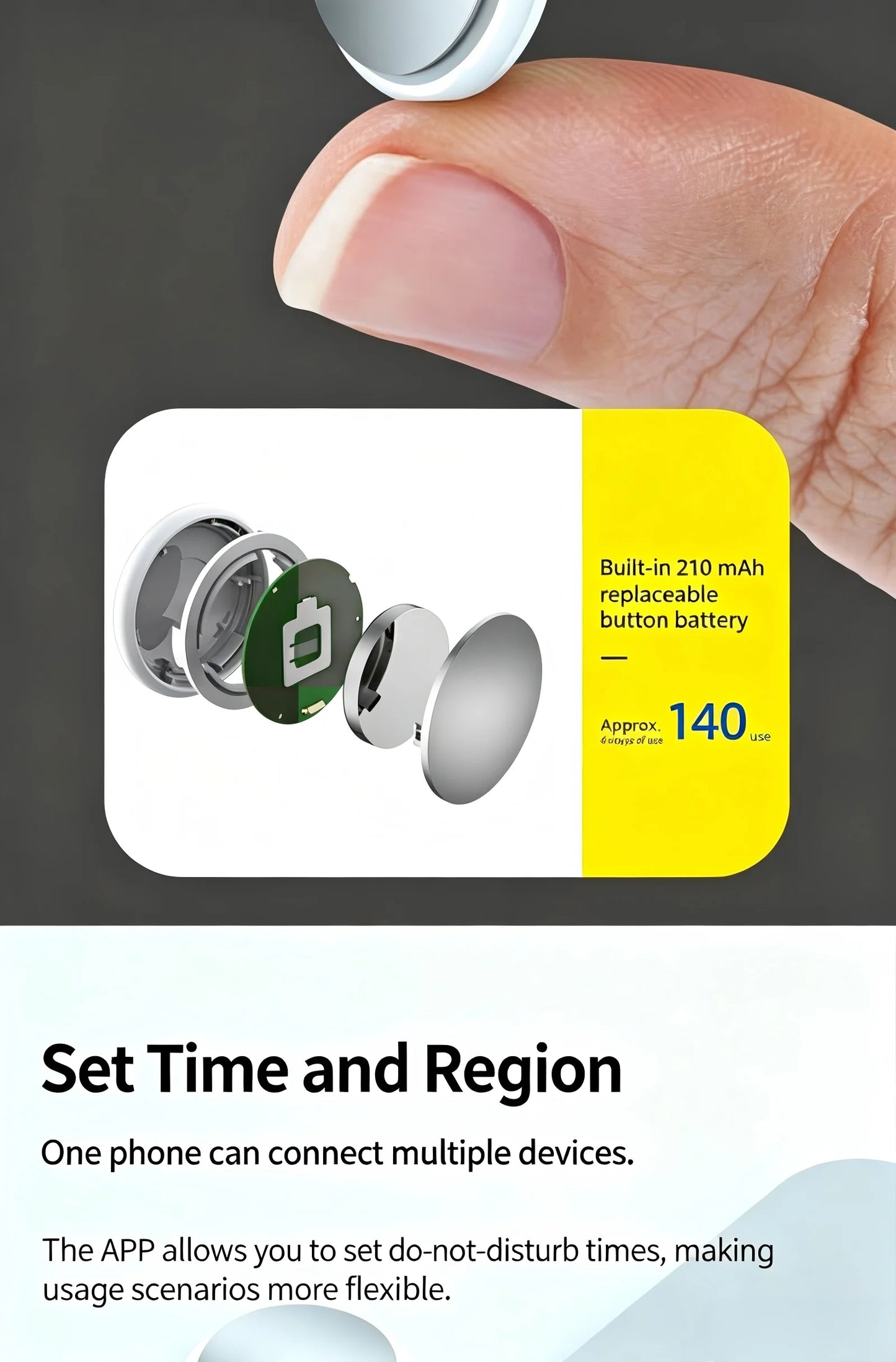 Dual OS Bluetooth Anti-Lost Tracker, Compatible with iOS Find My & Android, Sound Alarm Locator for Keys Phones & Personal Items