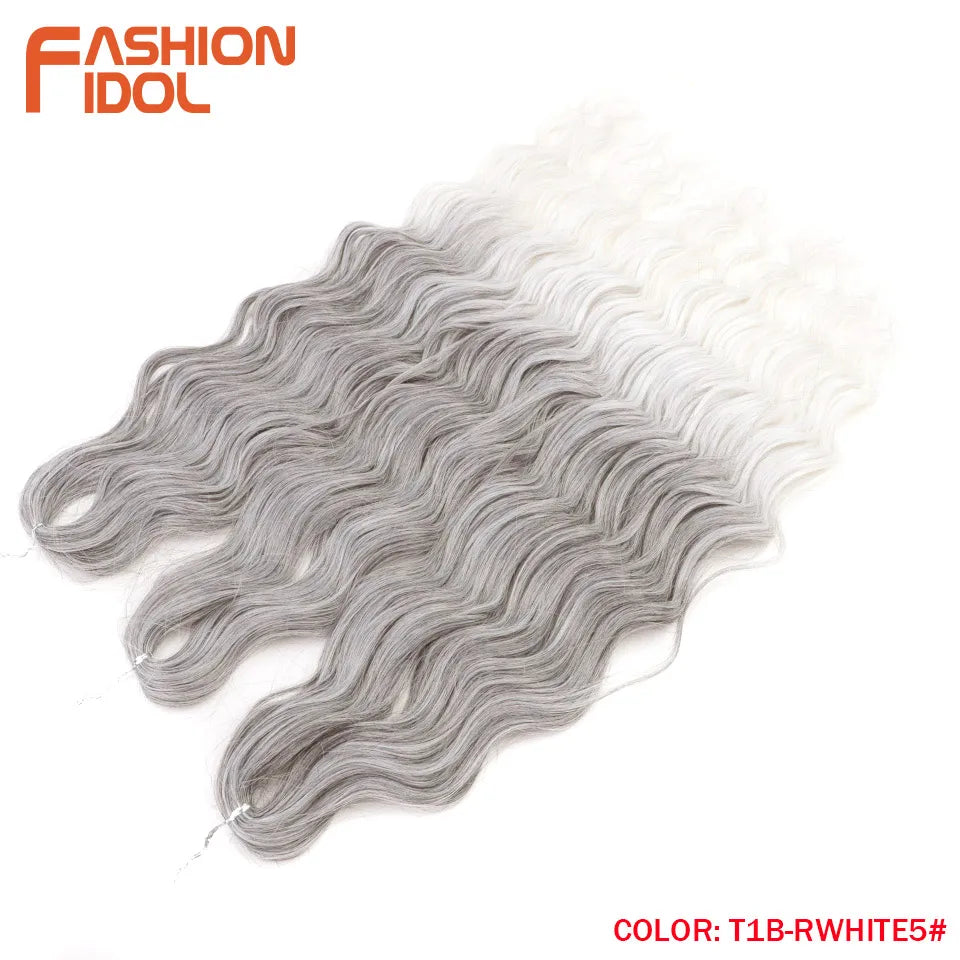 Anna Hair Extensions synthétiques de tresses Loose Deep Wave 24 pouces, cheveux tressés ondulés, cheveux bouclés torsadés au crochet Ombré Blond