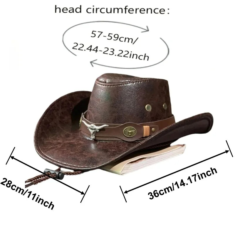 New Western Cowboy Knight Hat Head Retro Outdoor Travel Flat Top Knight Hat Party Hats Cowboy Accessories Men and Women