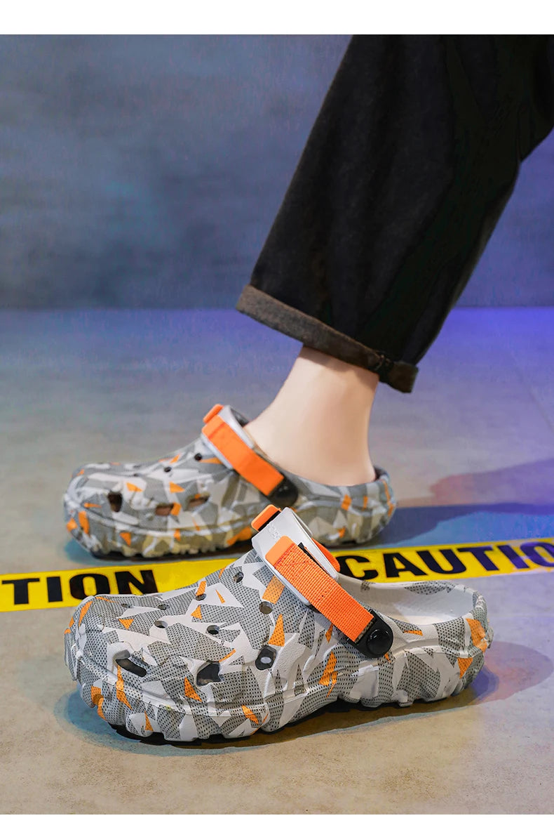 New Men's Clogs Slippers Sandal Male Garden Shoes Flat Camouflage Sandals Male Sneakers Outdoor Flip Flops Home Clogs - Shoppiline