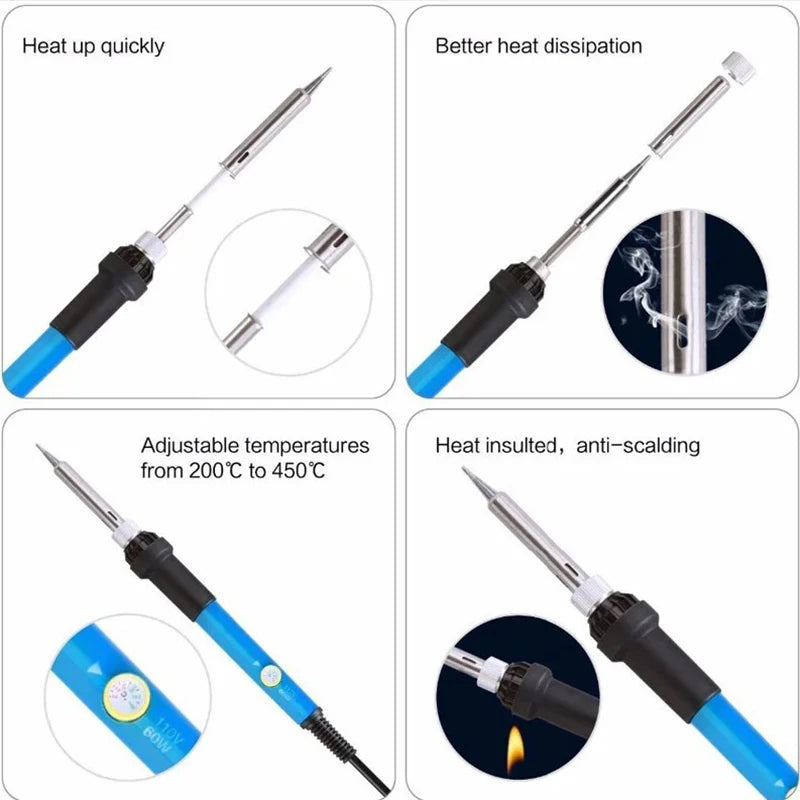 Adjustable Temperature Electric Soldering Iron 60W Electric Soldering Iron Welding Solder Repair Tool (Note Your Local voltage)