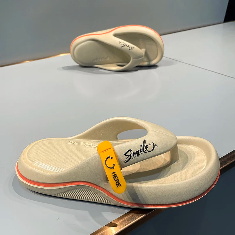 Summer Men's Flip Flops Soft Sole EVA Slippers for Men Outdoor Casual Beach Shoes Home Slippers Non-slip Bathroom Slides Shoes