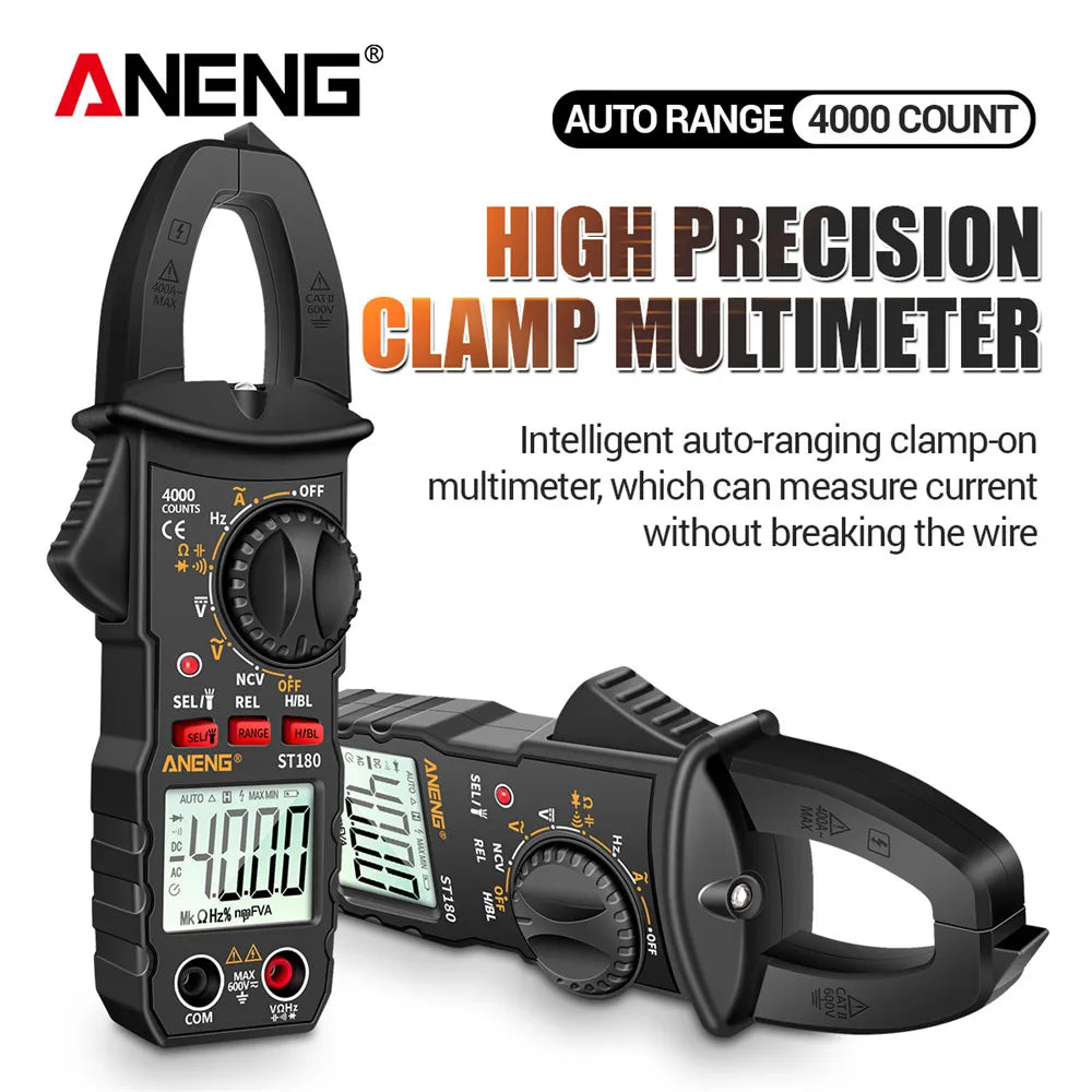 ANENG ST180 AC Current Clamp Meter  Digital 4000 Counts Multimeter Ammeter Voltage Tester Car Amp Hz Capacitance NCV Ohm Tool - Shoppiline