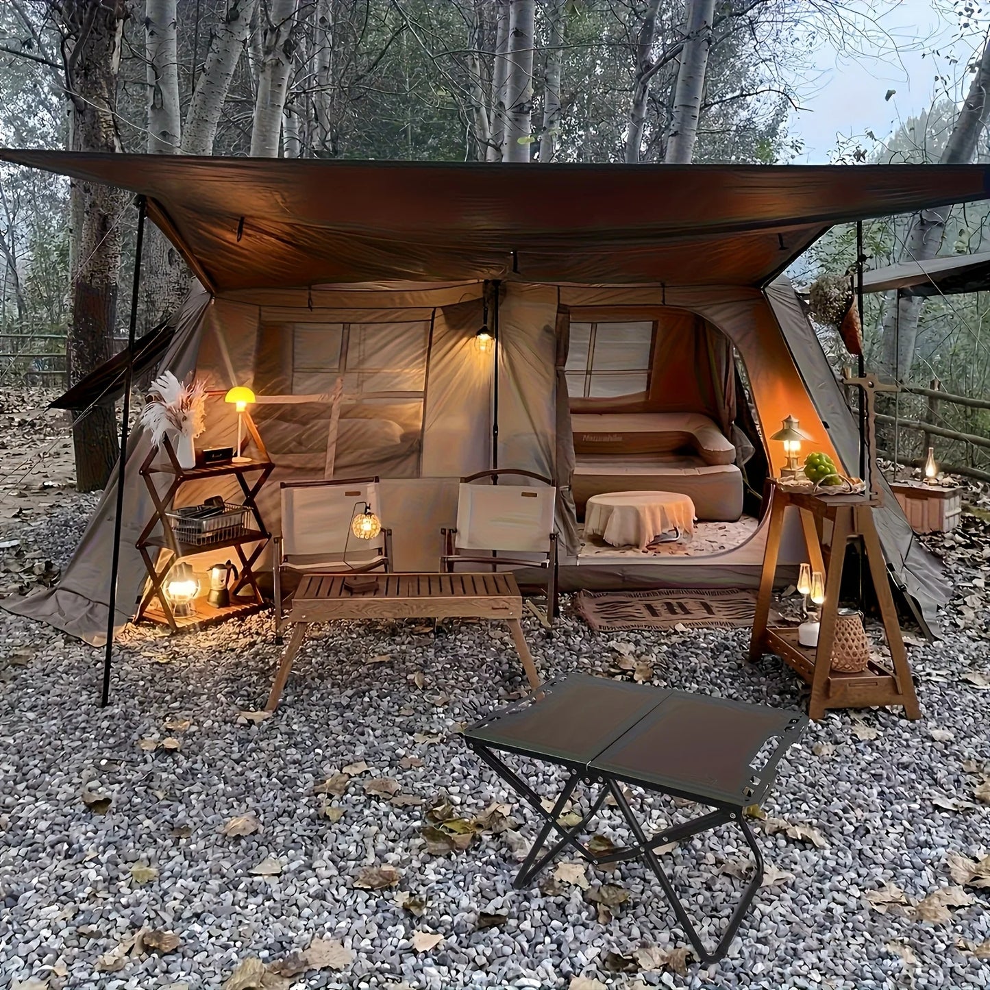 Leichter tragbarer Klapp-Campingtisch aus Karbonstahl - Mehrzweck-Grill- & Picknicktisch für Outdoor-Reisen, Wandern & Camping
