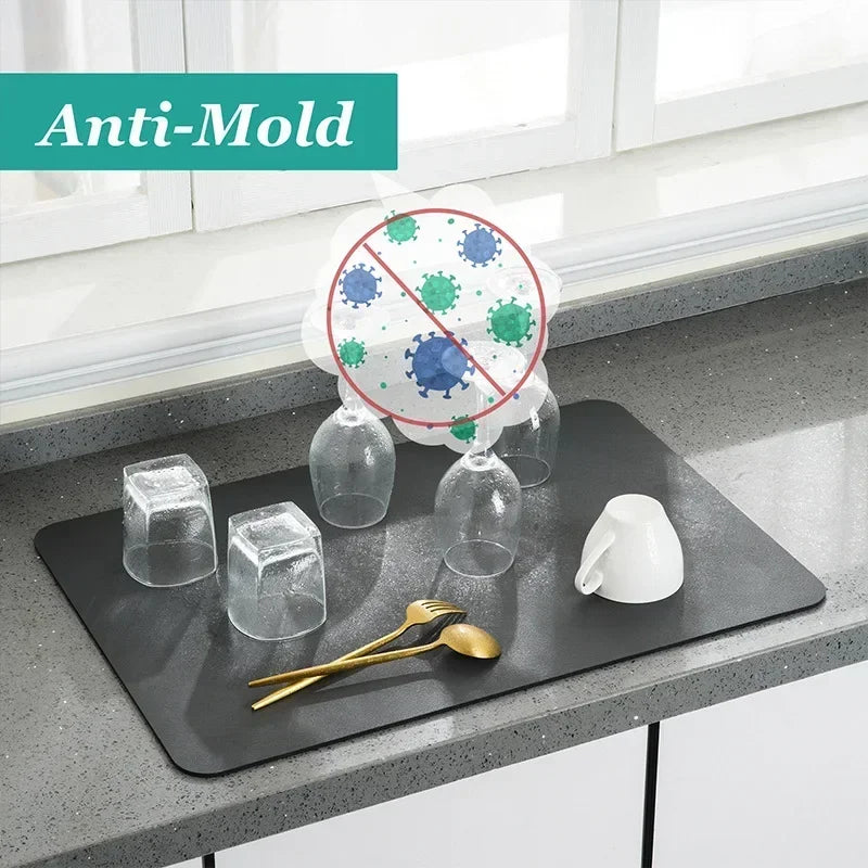 Coffee Machine Mat Kitchen Drain Mat Utensil Drying Mat Quick Drying Diatomaceous Earth Absorbent Placemat