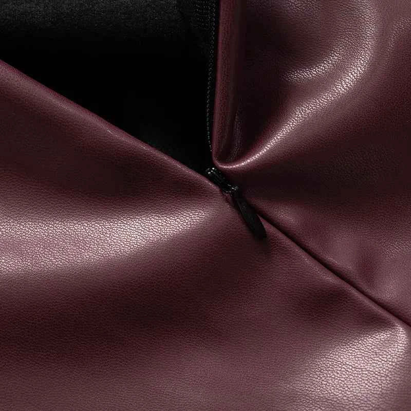 Burgundy Leather Tops Women Fashion Ruched Bodycon Crop Top Summer Sexy Sleeveless Irregular Night Club Party Tanks 2024 Black