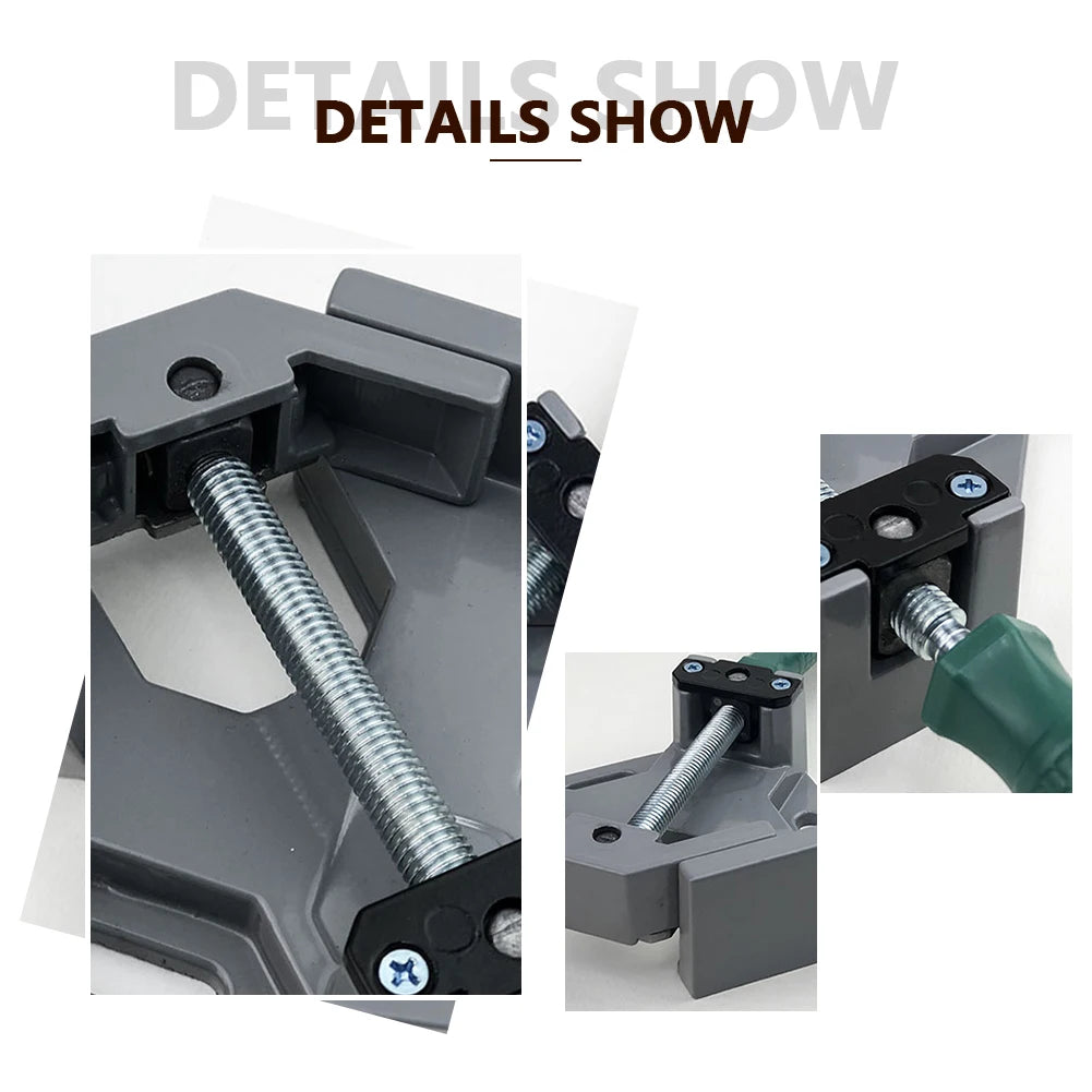 Aluminum Alloy Wood Working Jigs, 90 Degrees Angle Clamp, Single Handle, Adjustable Swing Jaw for Welding Woodworking, Photo Fra