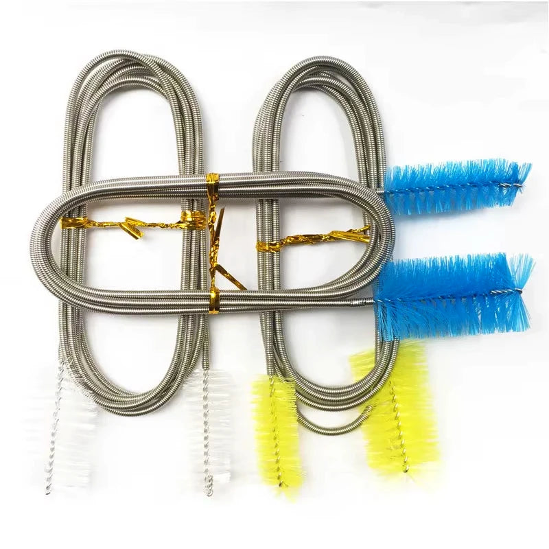 Aquarium Cleaning Brush for Water Hose Lily Pipe Air Tube Stainless Steel Flexible Bent Tube Double Head Brush Fish Tank Cleaner