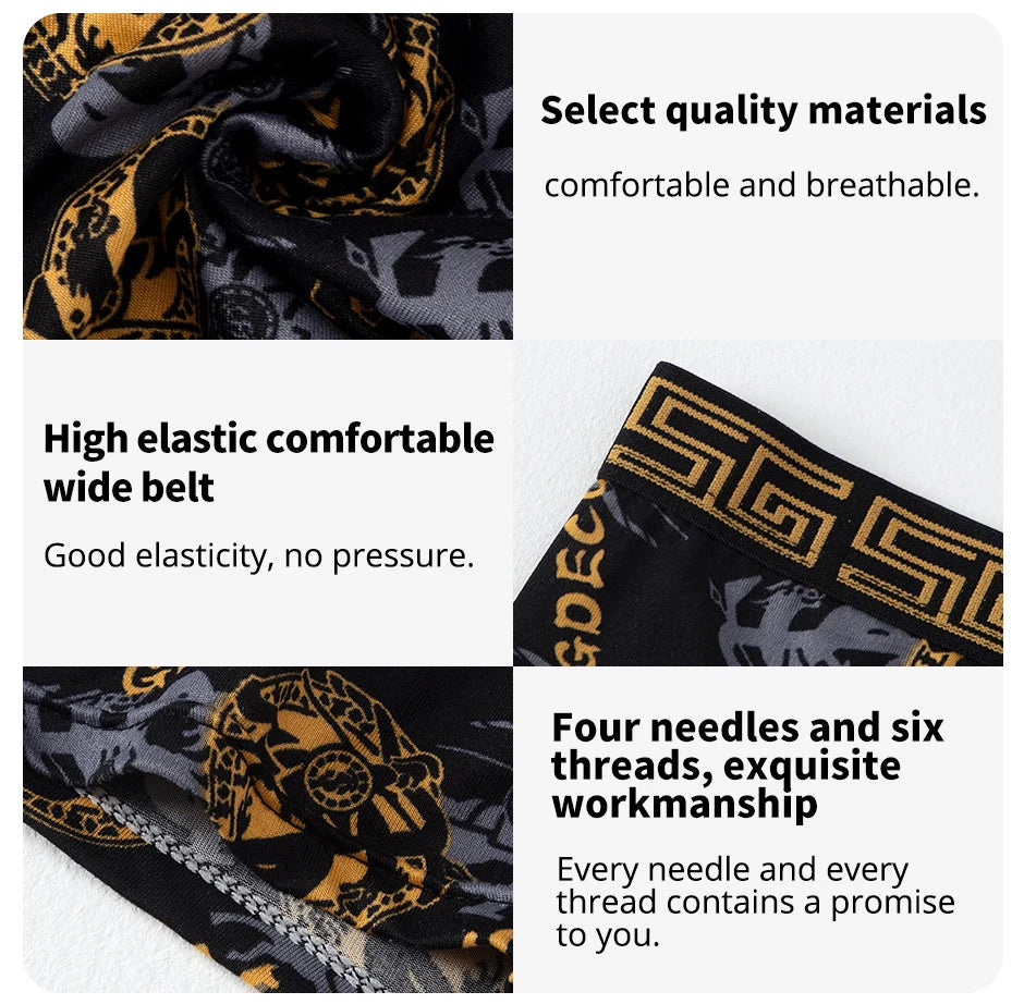Lot de 5/10 boxers pour hommes, imprimé or noir, confortables et polyvalents, grande taille, sexy, pour jeunes hommes, loisirs sportifs, plage