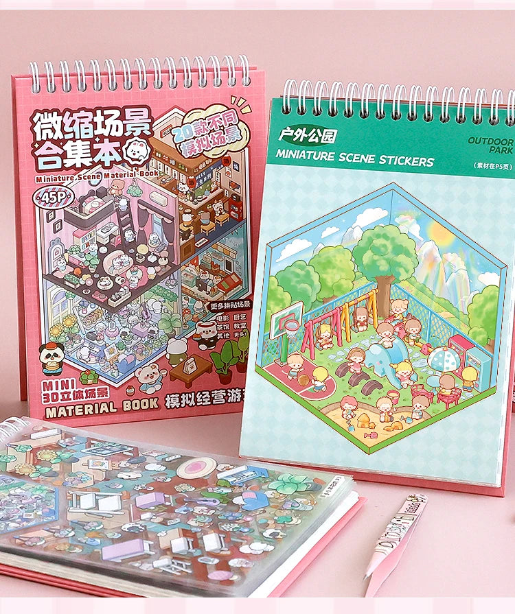 20Pcs 20in1 3D Cartoon Sticker Book | DIY Scenes Creative Gift for Kids, Portable Sticker Album for Birthday Christmas Crafts