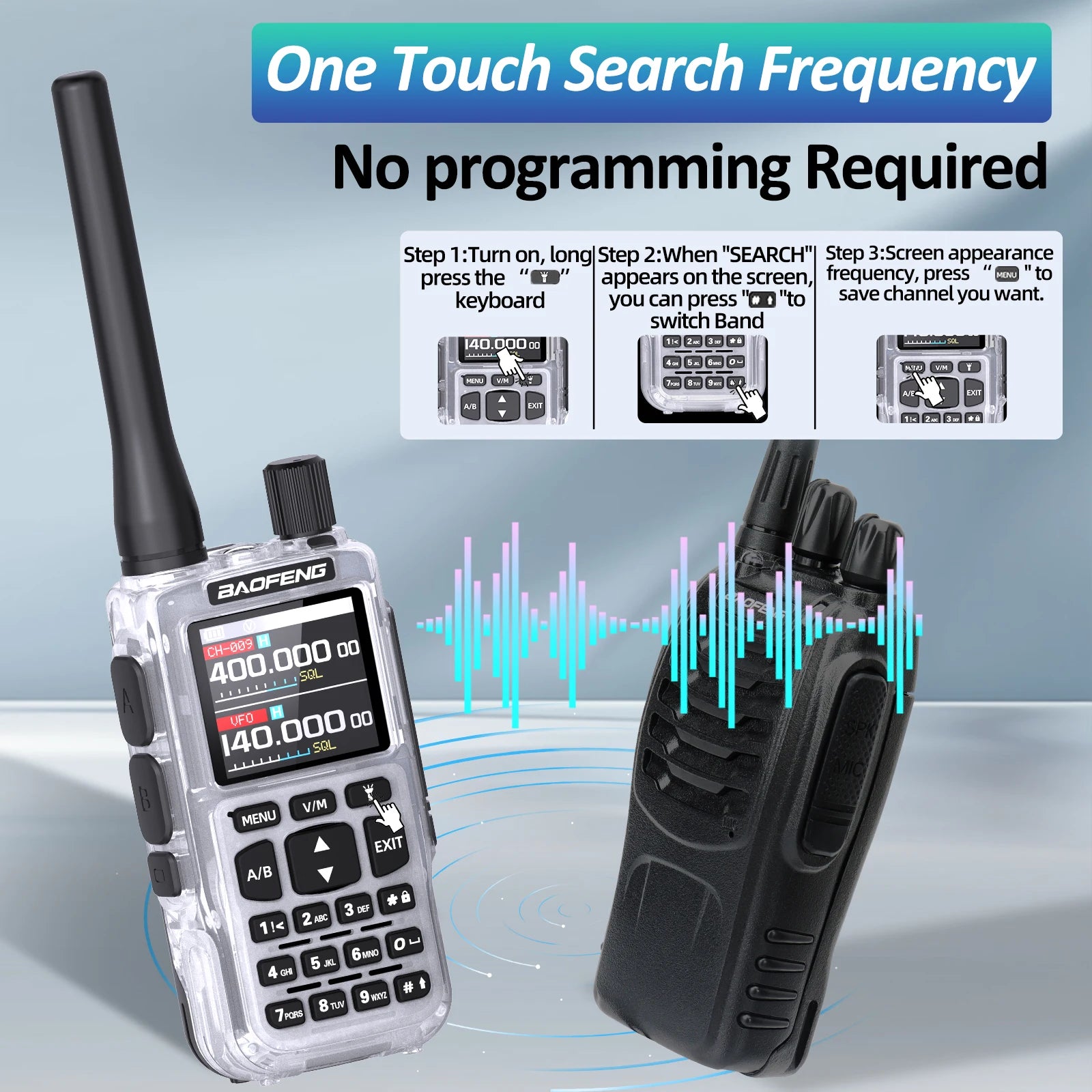BAOFENG UV-5R Mini Walkie Talkie Multi Band Bluetooth Programming Wireless Copy Frequency 999CH AM FM Long Range Two Way Radio - Shoppiline