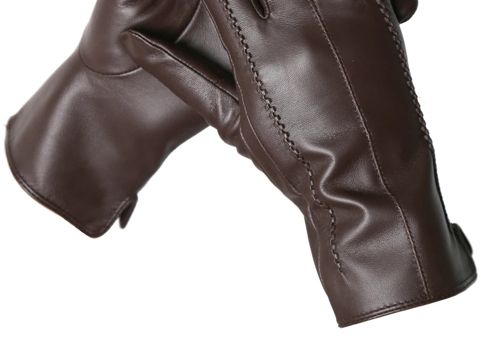 Women's sheepskin gloves winter warm plus velvet short thin touch screen driving color women's leather gloves good quality -2226